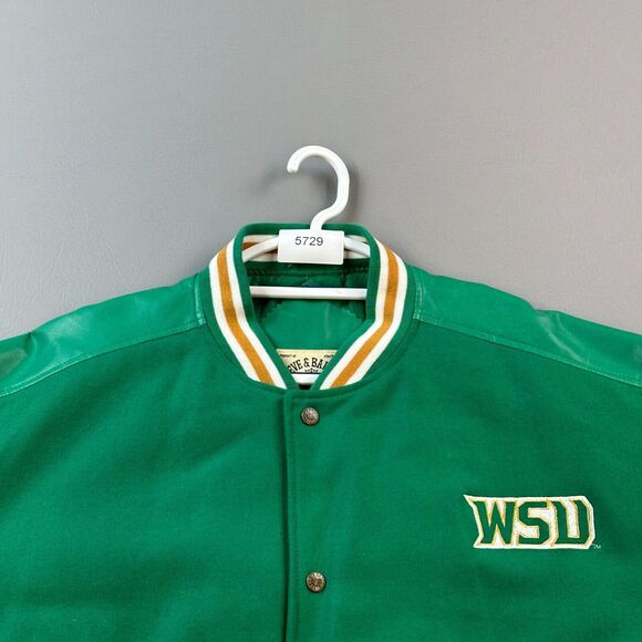 Vintage Wright State Raiders Jacket Mens 2XL Green Steve & Barrys WSU Letterman - Picture 16 of 16
